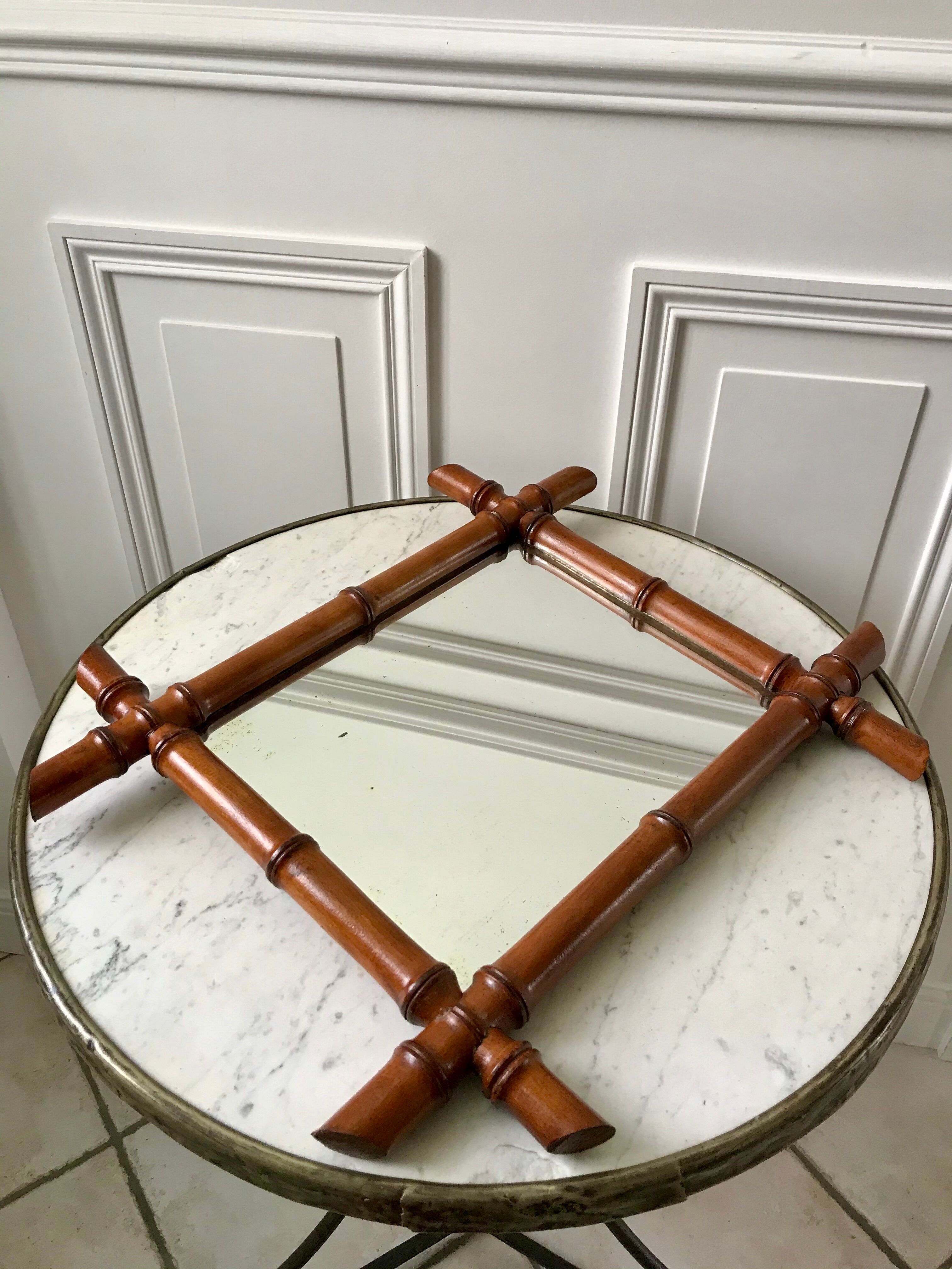 Wooden barber mirror Bamboo style 20-30s