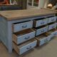 Original 1950s gray patinated 9-drawer craft cabinet
