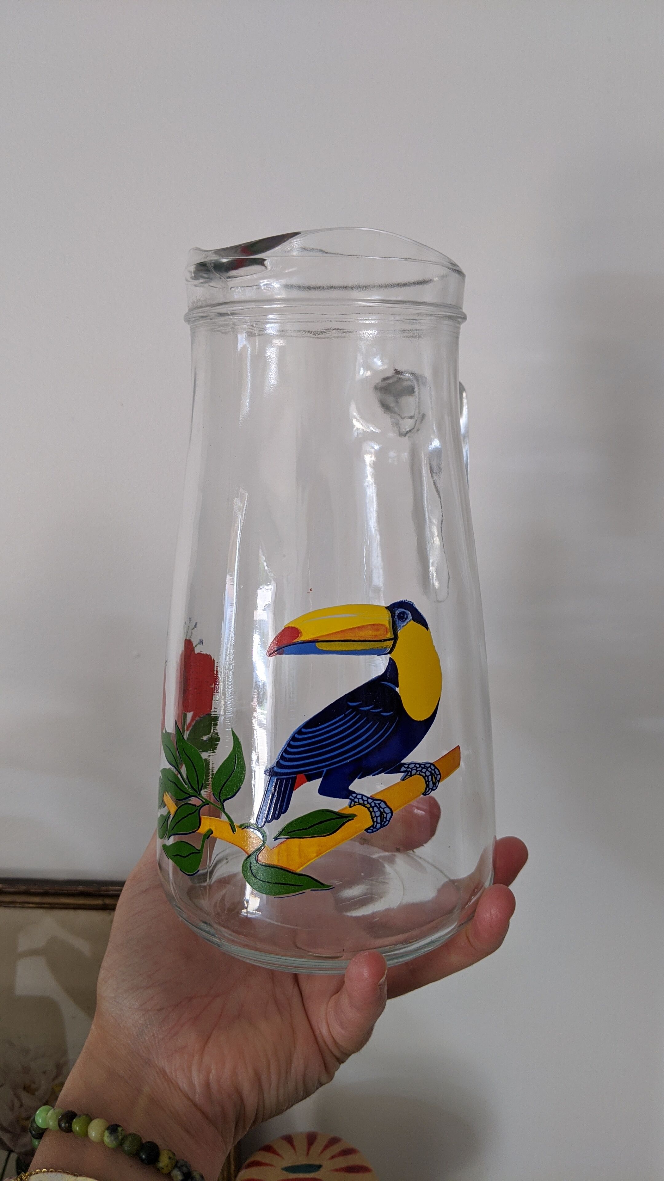 Tropical glass pitcher