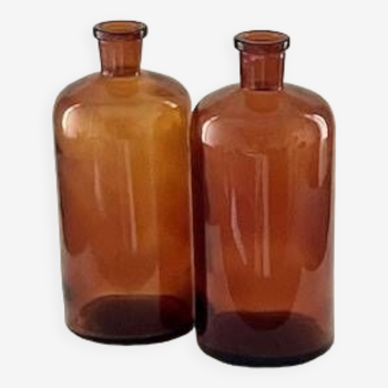 Pair of amber bottles