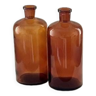 Pair of amber bottles