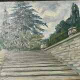 Oil painting "The ramps at San Niccolò" Florence, signed early 1900