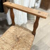 Straw bench and vintage wood