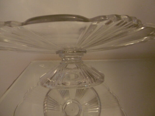 Art Deco glass cake dish
