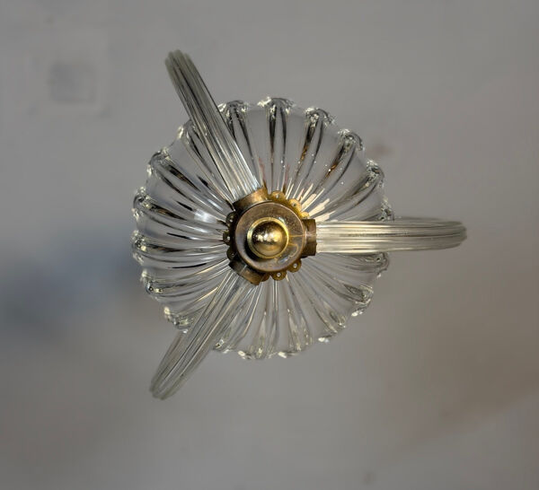 Lustre vénitien en verre de Murano suspendu à une chaîne de verre, vers 1940