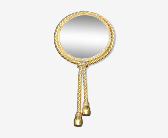 Miroir à main laiton ancien psyché
