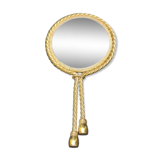 Ancient brass hand mirror / psyche