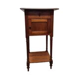 Table de chevet ancienne française en pin et acajou, fin du 19e siècle