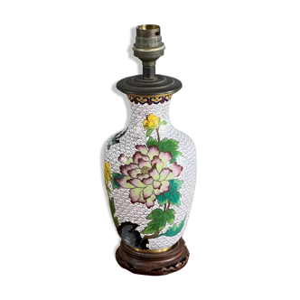 Pied de lampe ancien en émail cloisonnée