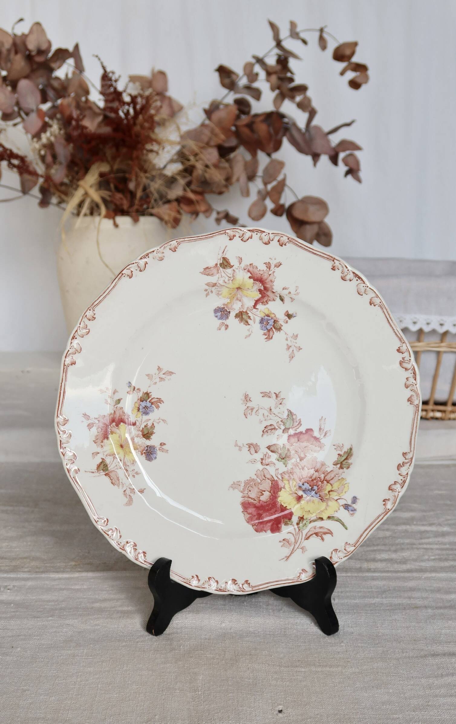 Vintage polychrome ironstone plate Bisto England - Anson model