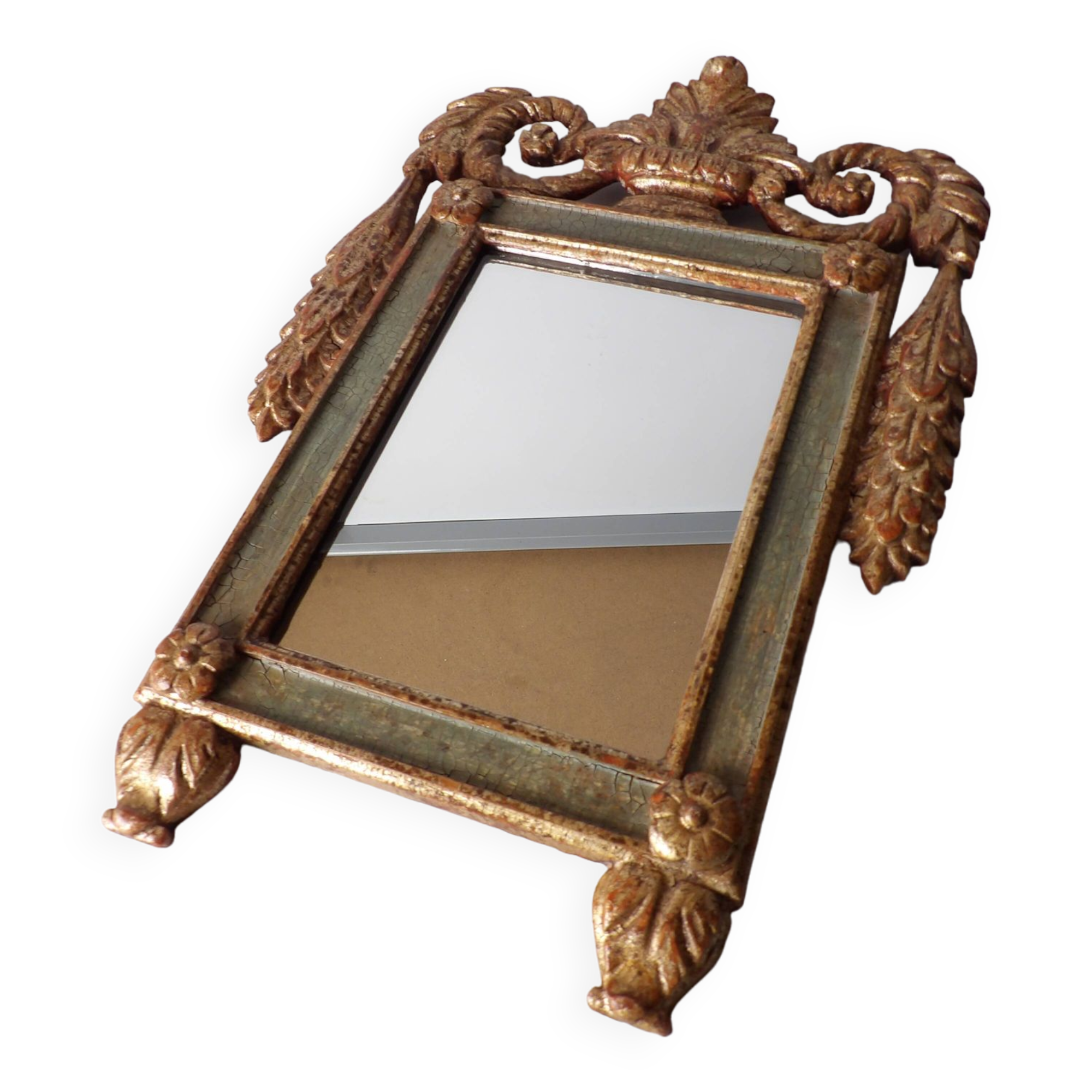 Hand carved wooden mirror