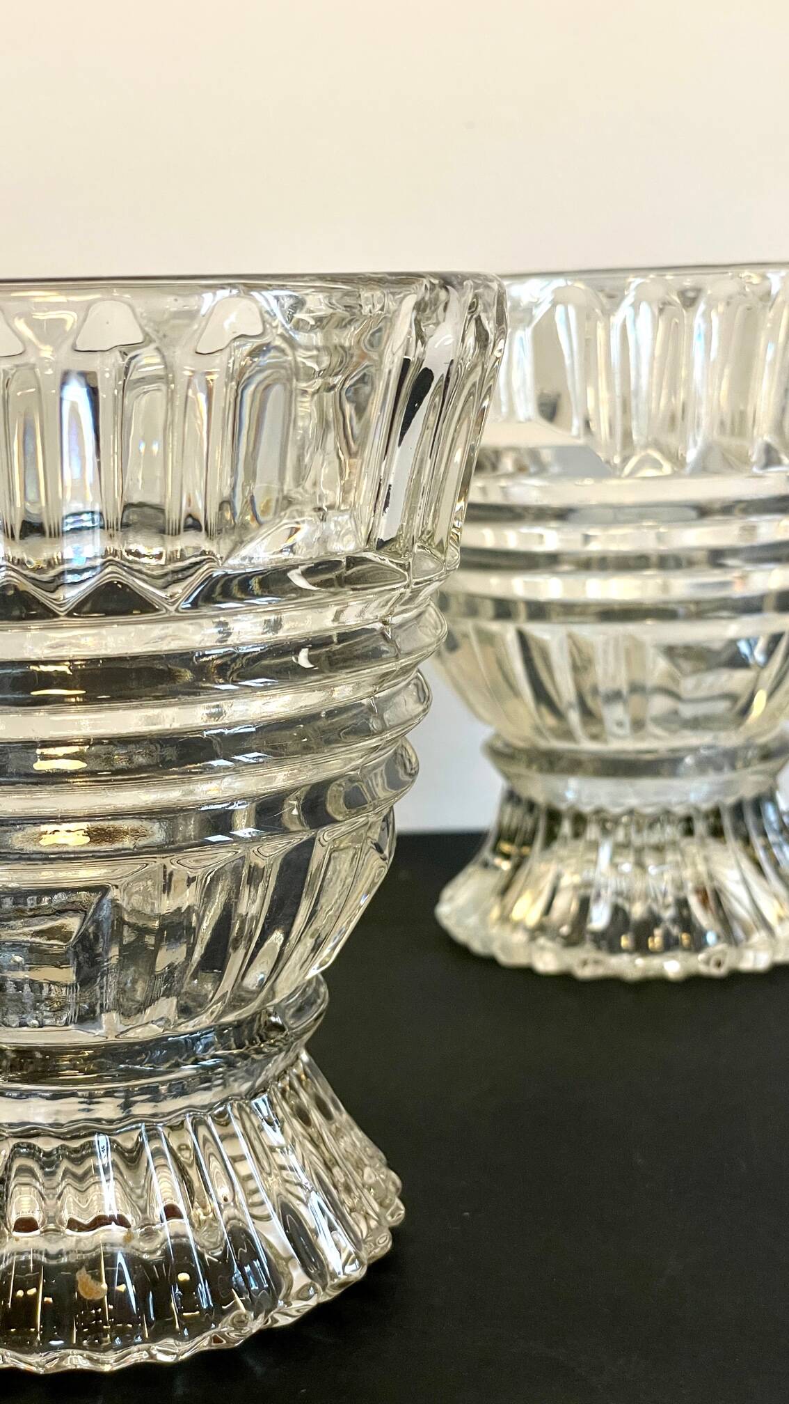 Paire vases géométriques semi-cristal vintage