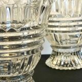 Pair of vintage geometric semi-crystal vases