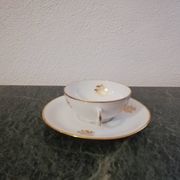 Tea or coffee service in white and gold Limoges porcelain "PL" (Limousine Porcelain)