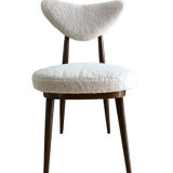 Midcentury White bouclé Heart Chairs, by Kurmanowicz, 1960s, Set of 6