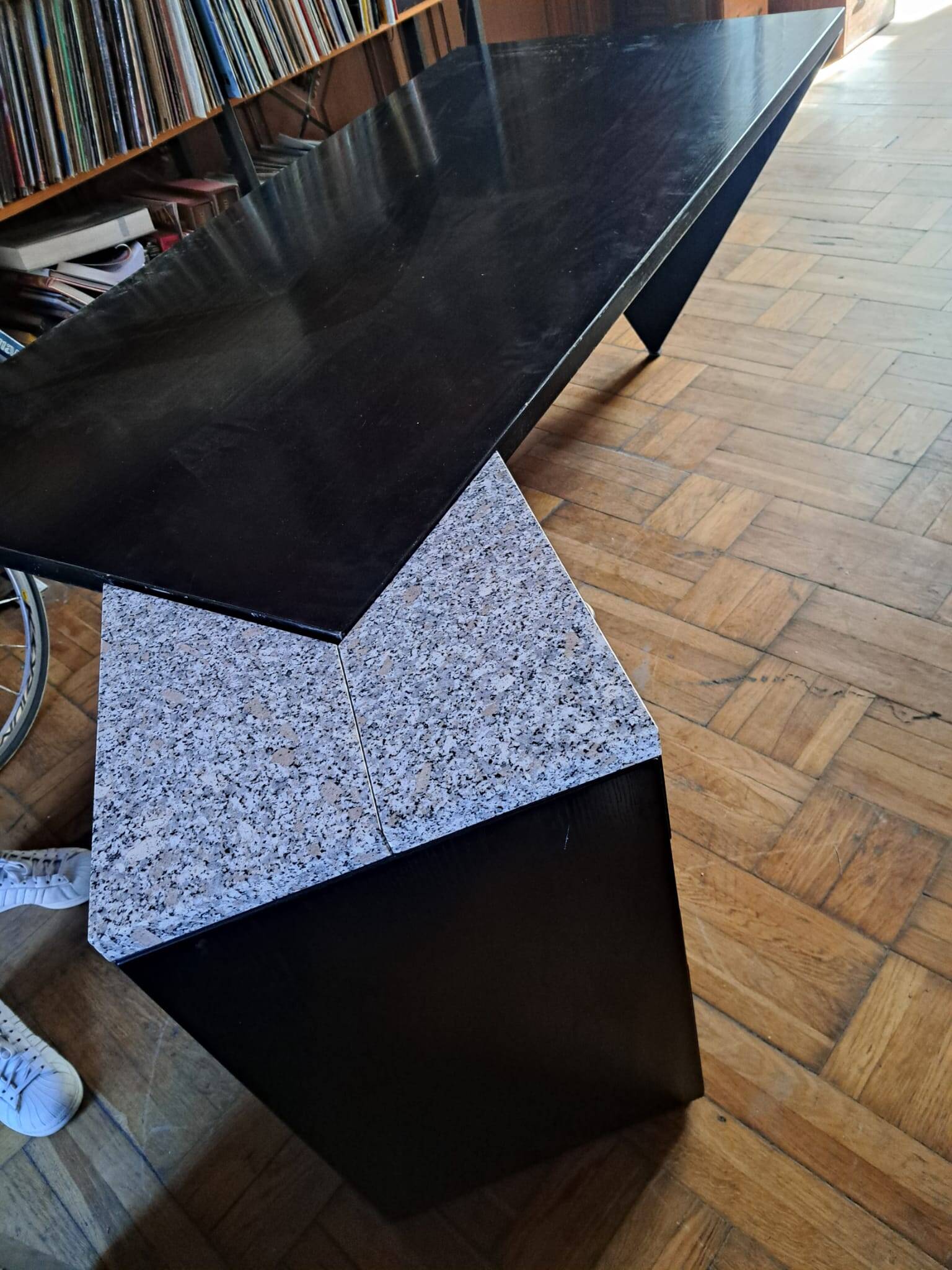 Large lacquered wood and granite desk 1980