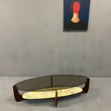 Coffee table wood and marble Hugues Poignant