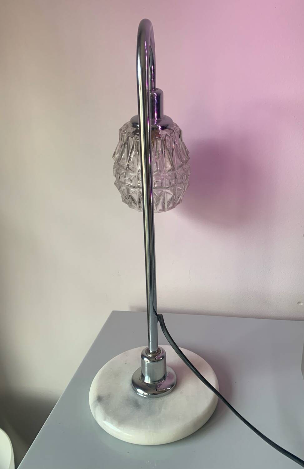 Vintage 70s chrome and marble lamp