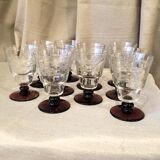 SUITE OF 10 GLASS GLASSES WITH GLASS WINE OF THE YEARS 1930 BI COLORE