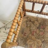 Chaise d'angle  vintage Art Déco en chêne  bobbin et tissus, circa 1930