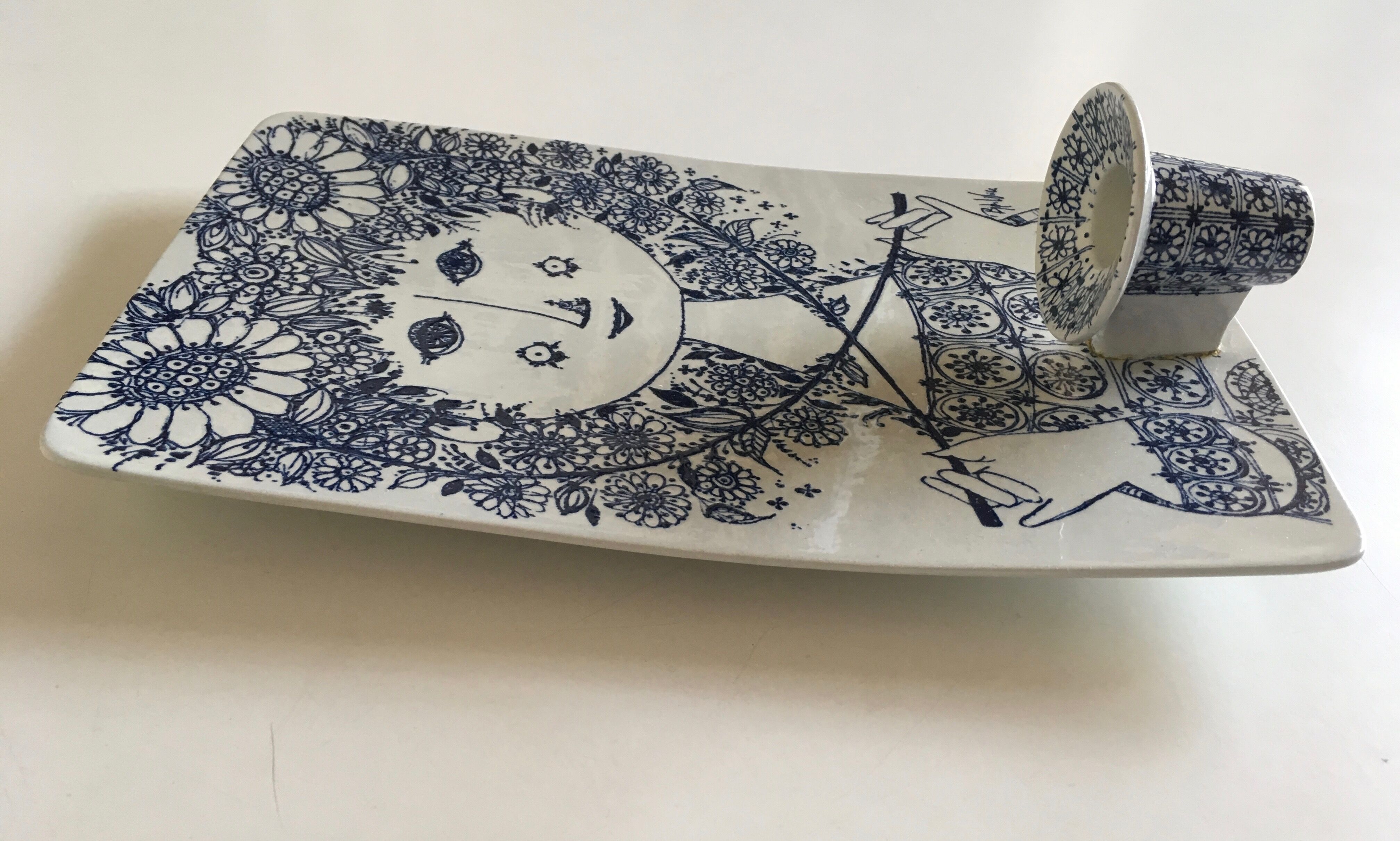 Scandinavian ceramic wall candleholder from Bjorn Wiinblad Denmark 60