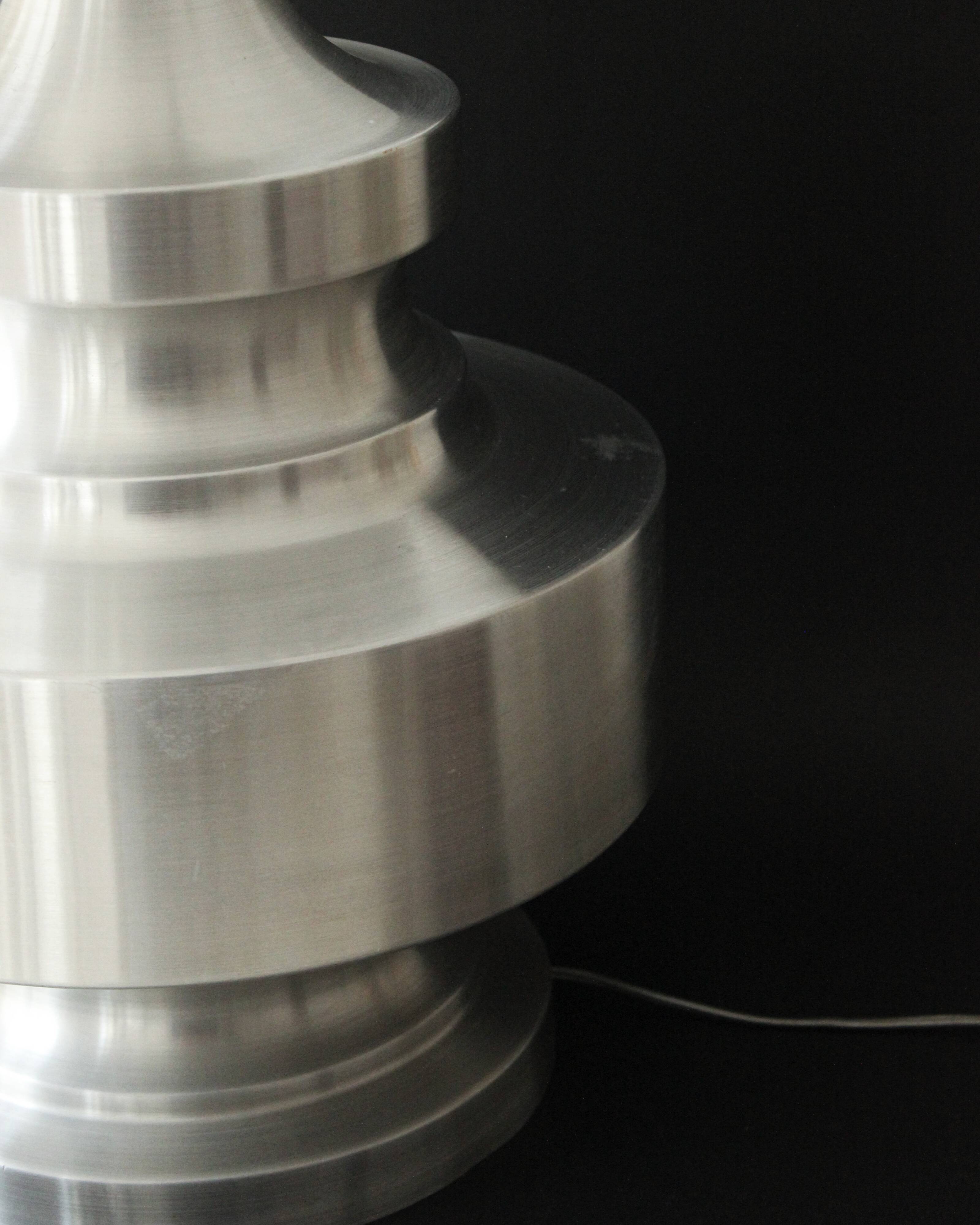 Large brushed aluminium table lamp, 1970s