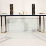 Table basse en bronze & verre trempé par Peter Ghyczy, 1970s