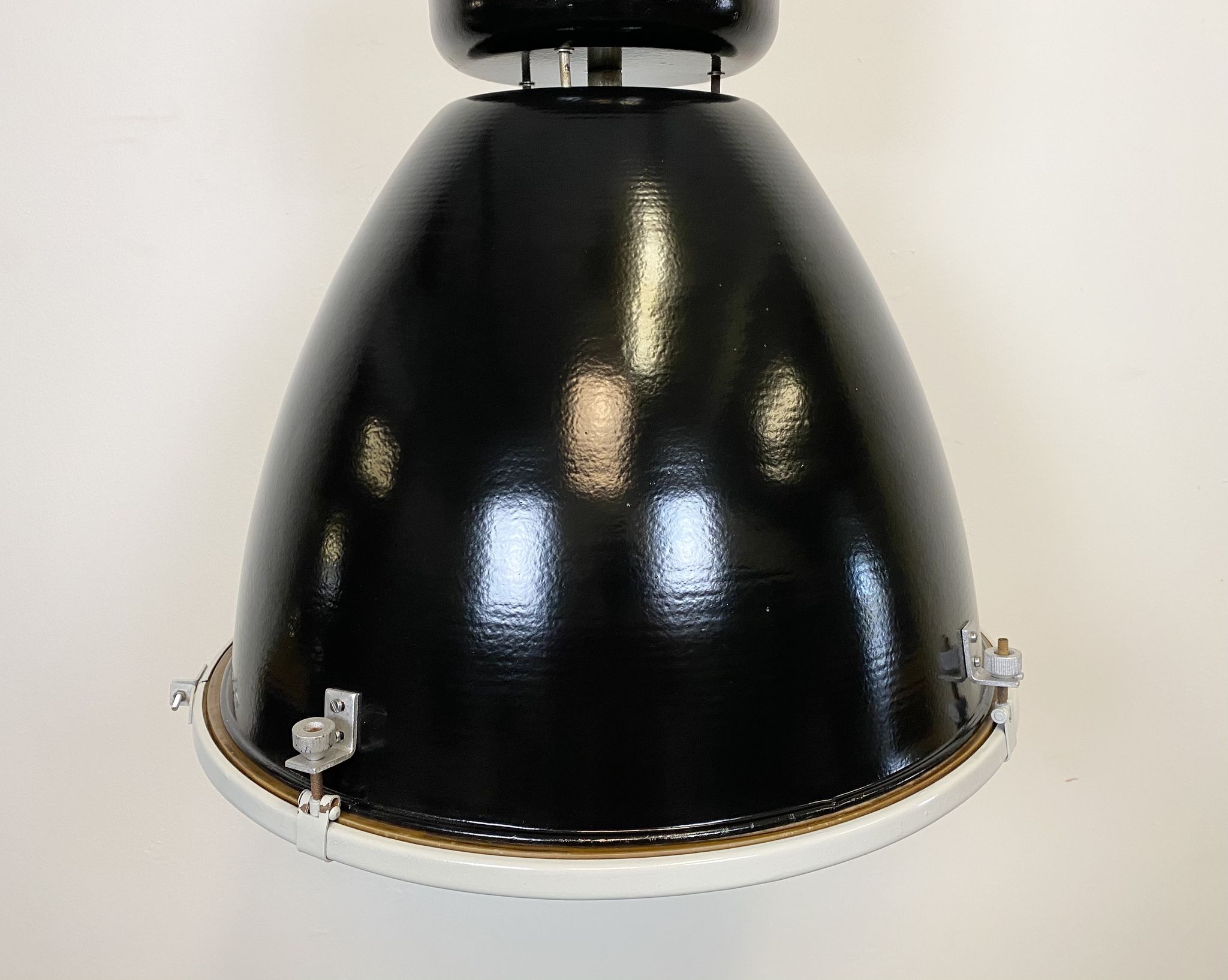 Black industrial factory lamp with clear glass cover from elektrosvit