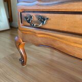 Vintage wooden chest of drawers, Louis XV style with curved drawers