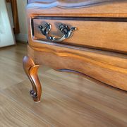 Vintage wooden chest of drawers, Louis XV style with curved drawers