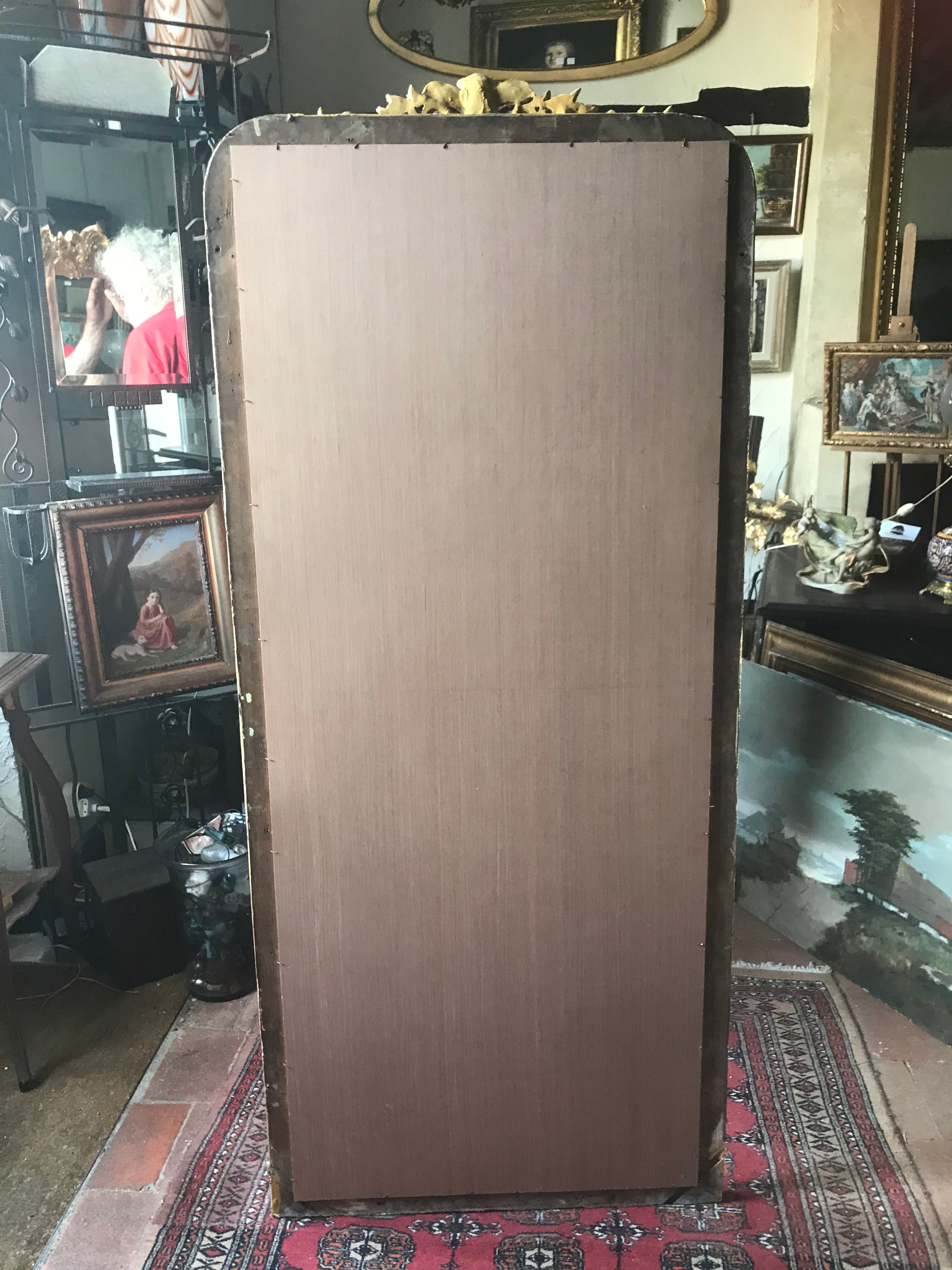 Golden Louis-philippe mirror with pediment 170x72 cm