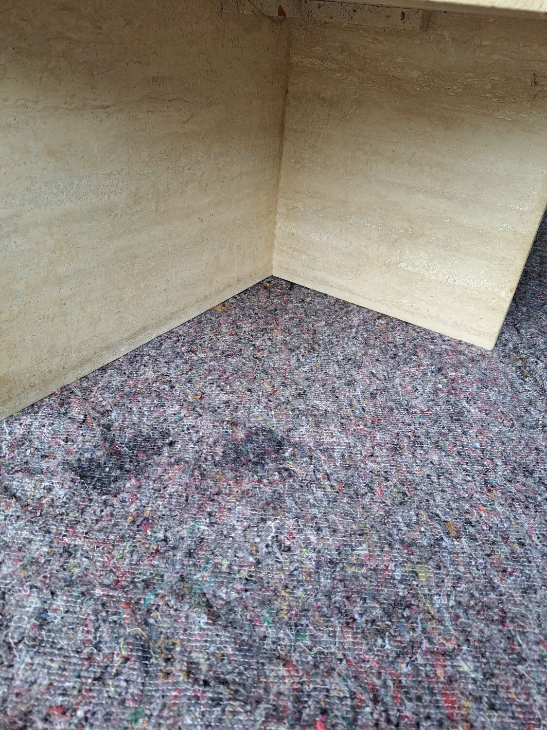 Travertine coffee table.