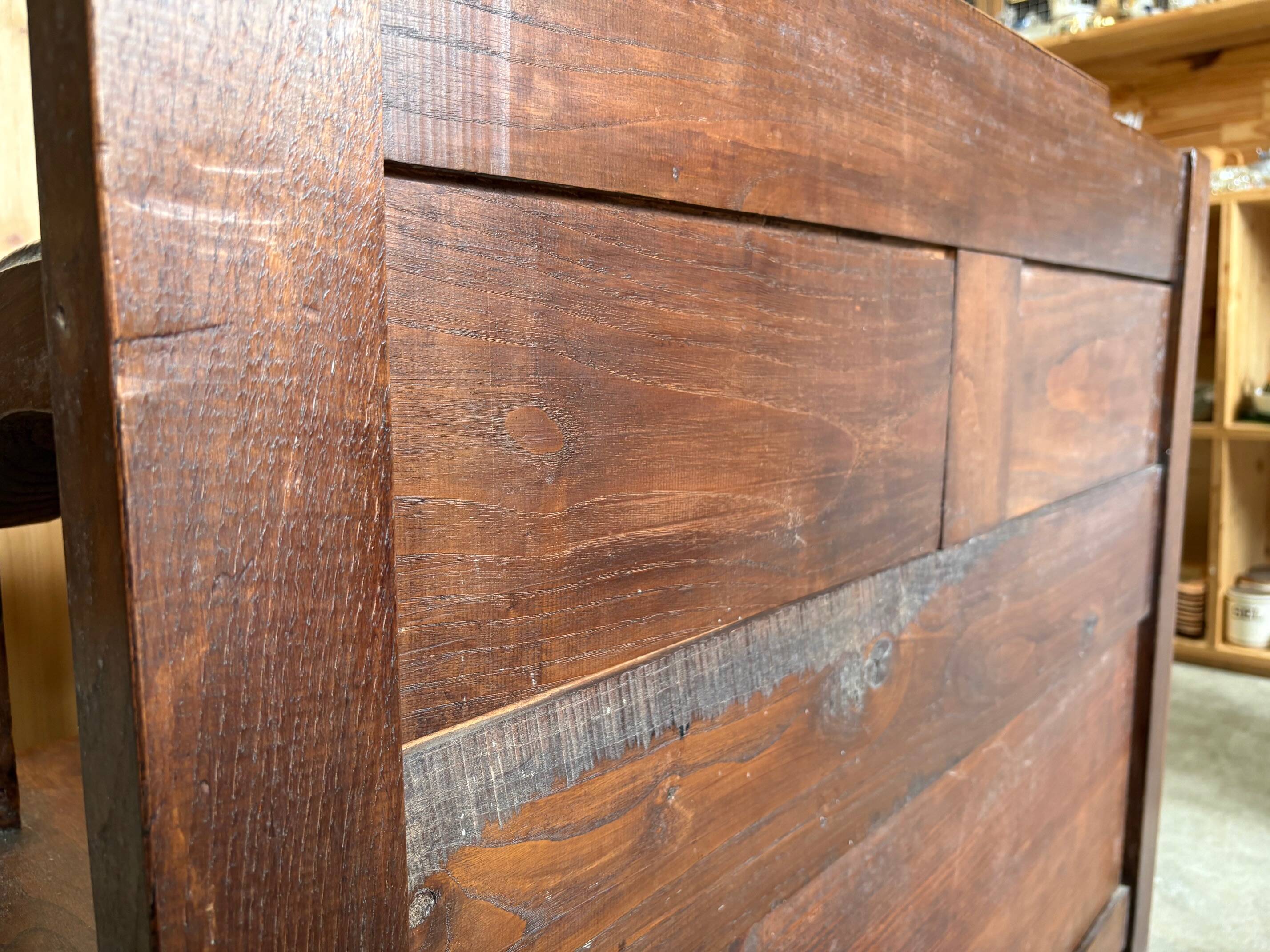Antique carved wooden storage bench