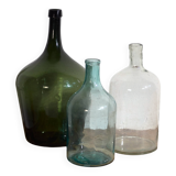 Anciennes damajuanas colorées (vers 1920). Ensemble de 3 pièces