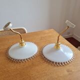 Pair of opaline wall lamps