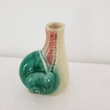 Old Barbotine Soliflore Vase in Snail Shape