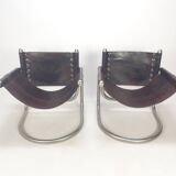 Set of 2 italian mid century lounge chairs, 1980's