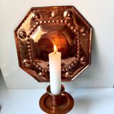 Scandinavian Antique Wall Candle Holder Sconce in Copper
