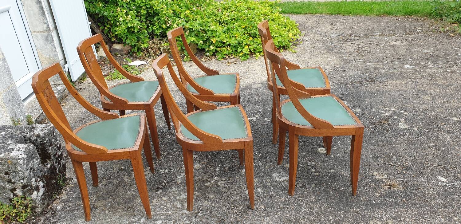 Suite de 6 chaises gondole Art Déco 1930