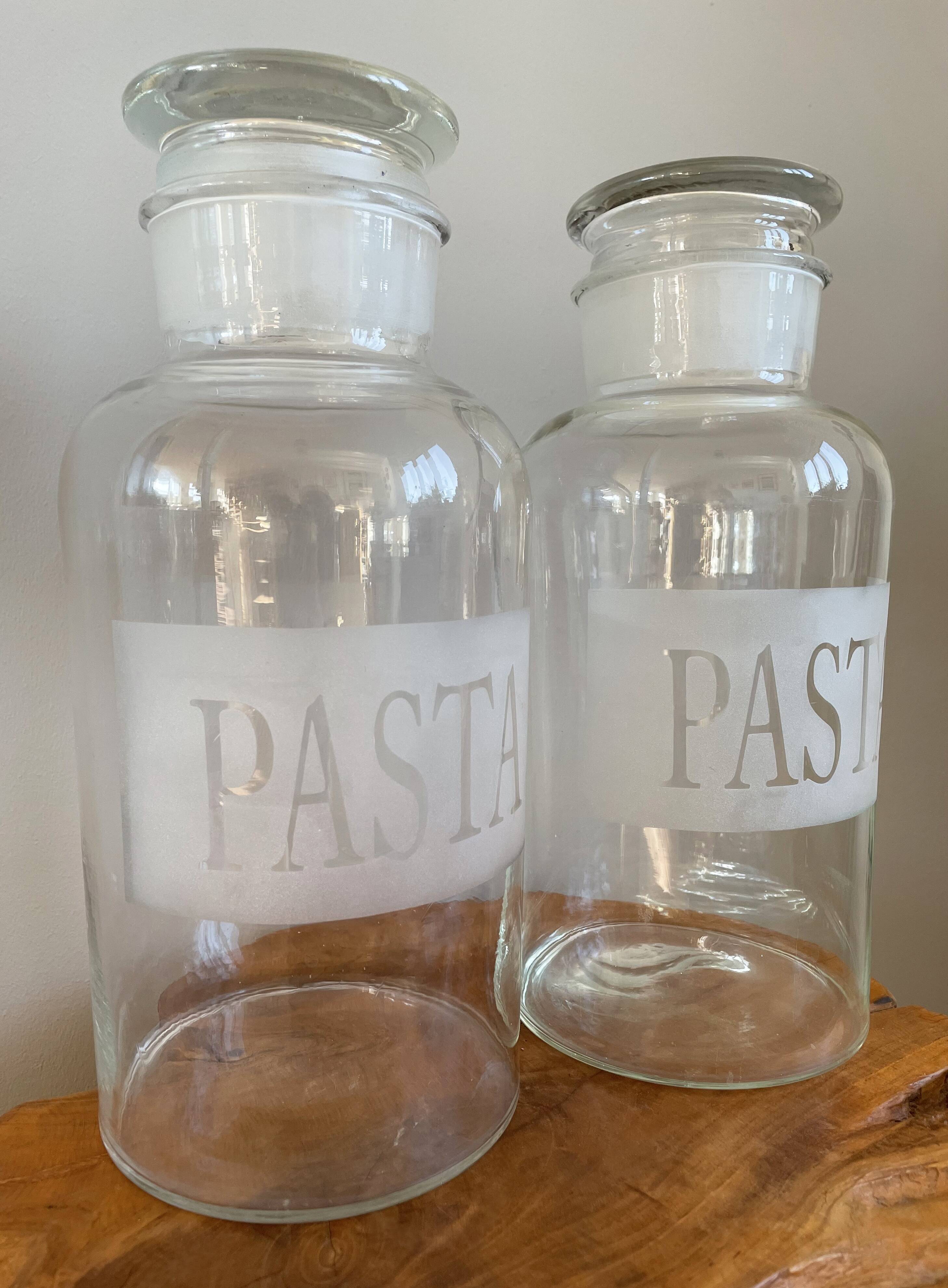 Set of 2 Large Glass Pasta Jars with Stopper Lids, 4 Litre Pasta Containers