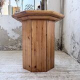 Hexagonal console table guéridon Regain pine 1970