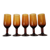 Lot de 5 verres à pied ambrés