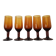 Set of 5 amber stemmed glasses