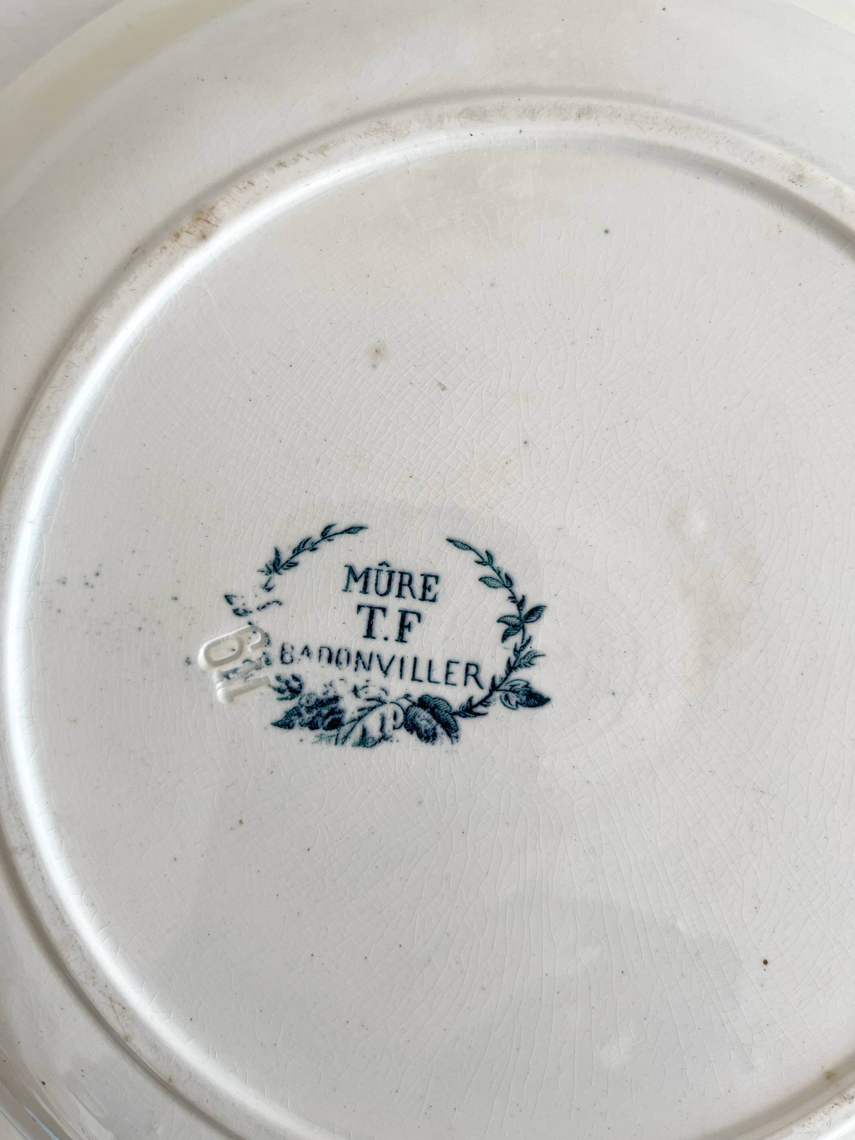 Deep ironstone dish, Mûre, Badonviller, circa 1900