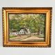 Vintage signed cottage landscape oil painting