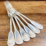 6 Ercuis Filet Chinon table forks in silver metal