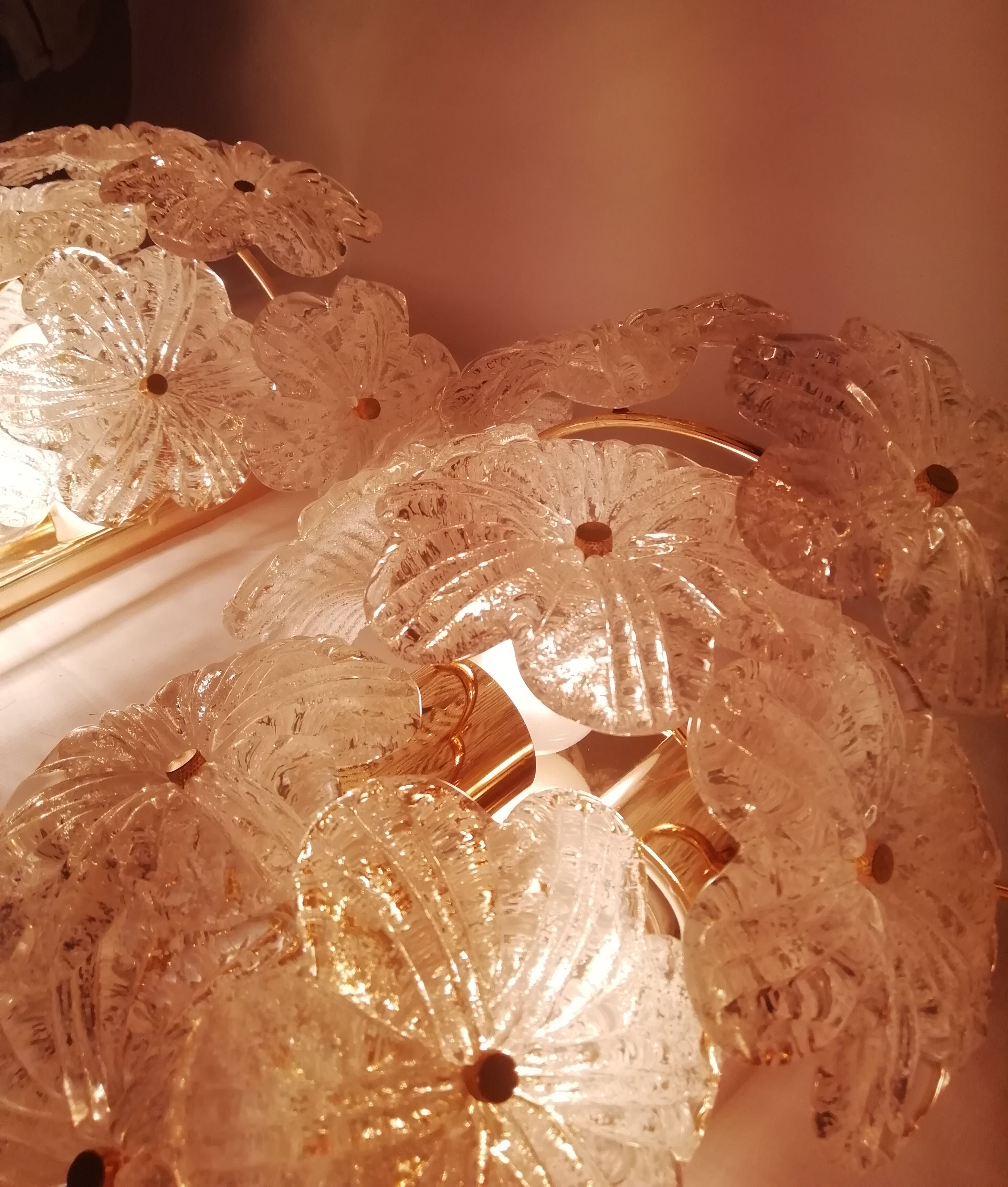Pair of Murano glass flower wall light