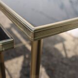 Mid-Century Glass and Brass Nesting Tables-Set of 3-Maison Jansen style  70s