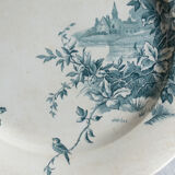 Large dish Gien blue Landscapes, Gold Medals / Diplomas of Honor