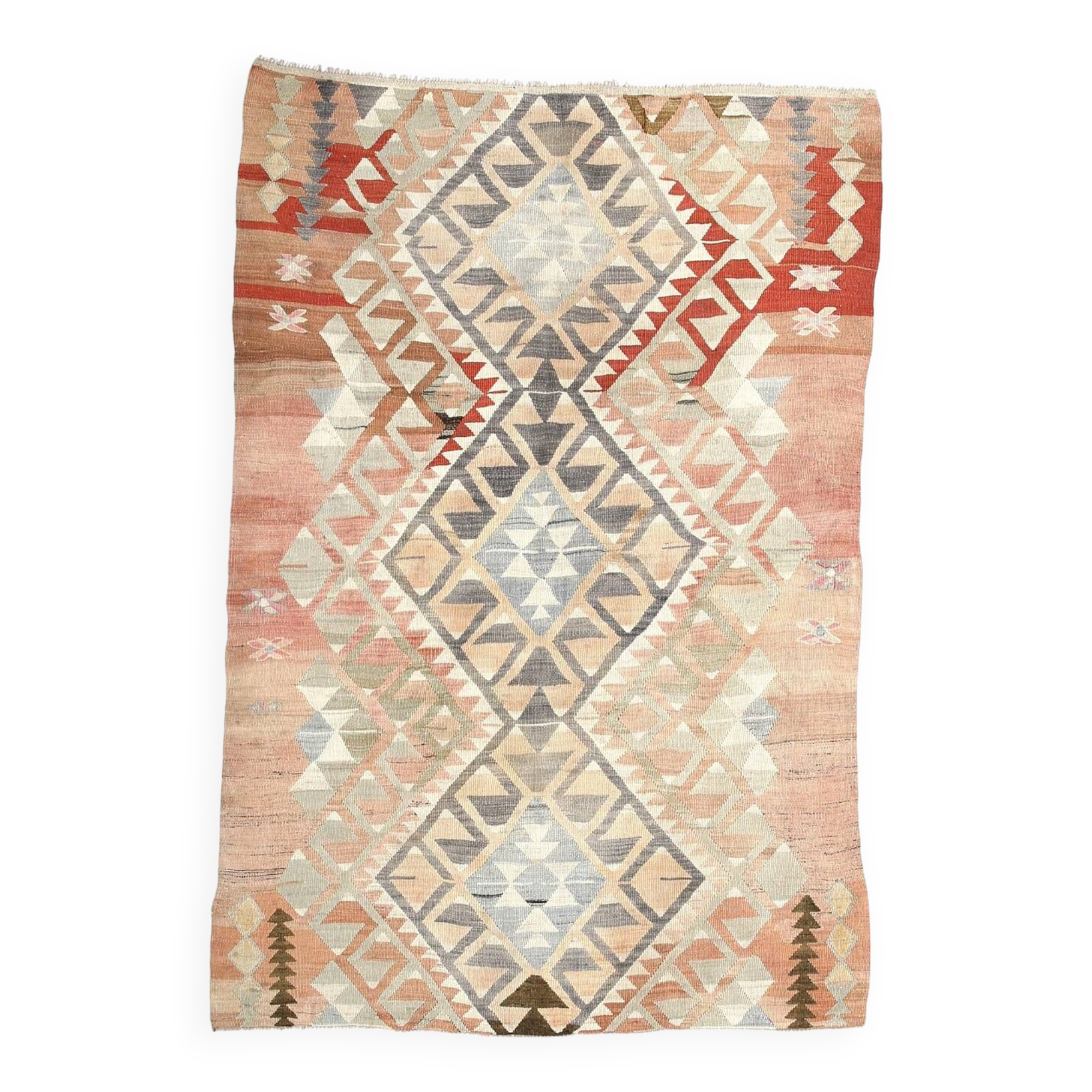 Red & Cream Turkish Kilim Rug 148x223Cm SK 35162